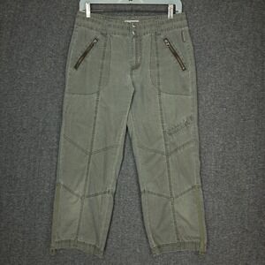 Columbia Straight Leg Capri Pants Women's Size 10 Army Green Zip Pocket Cotton